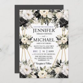 Invitaciones a la boda de Flores Florales en Blanc