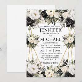 Invitaciones a la boda de Flores Florales en Blanc