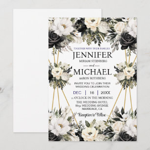Invitaciones a la boda de Flores Florales en Blanc