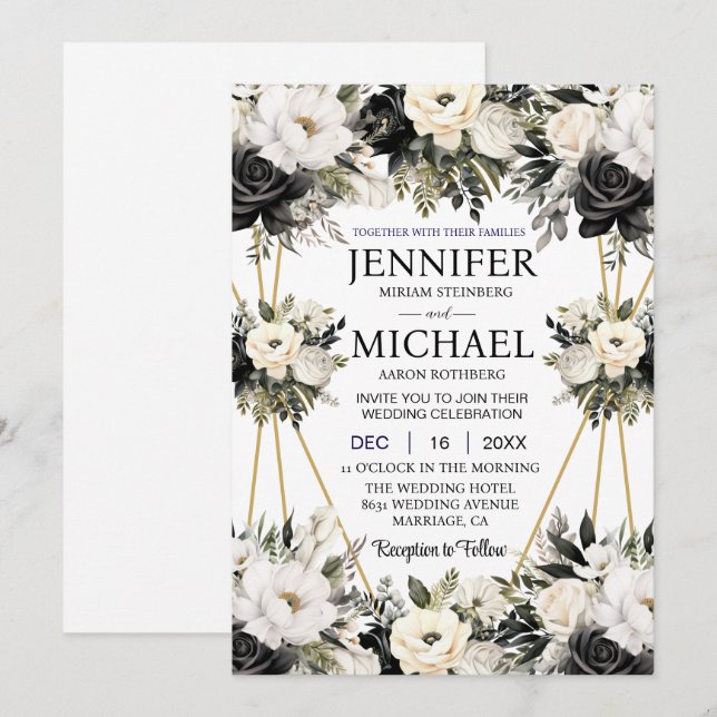 Invitaciones a la boda de Flores Florales en Blanc (Anverso / Reverso)