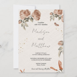 Invitaciones a la boda de flores marrones