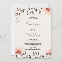 Invitaciones a la boda de flores marrones