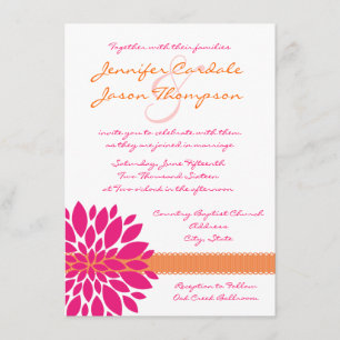 Invitaciones a la boda de flores Naranjas y rosada