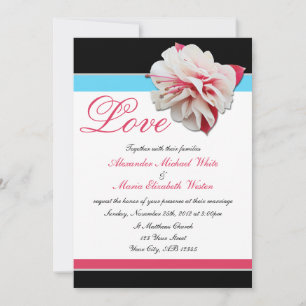 Invitaciones a la boda de Flores Rosa y Aqua