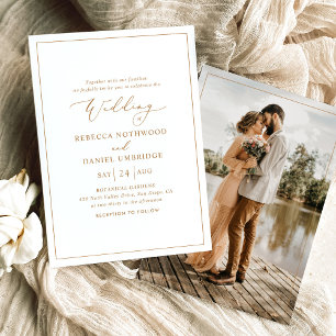 Invitaciones a la boda de fotos con guión de oro m