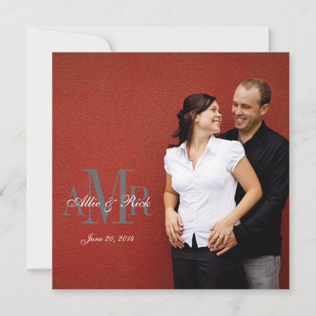 Invitaciones a la boda de fotos de compromiso eleg (Anverso)
