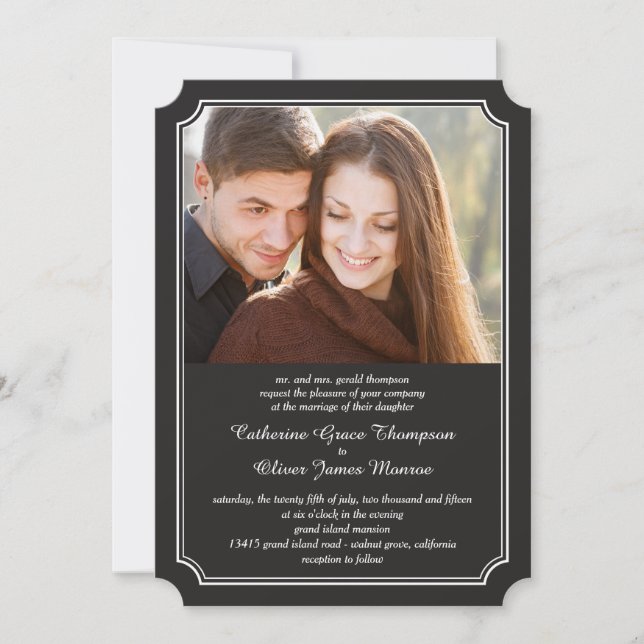 Invitaciones a la boda de fotos de elegancia sin t (Anverso)