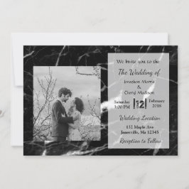 Invitaciones a la boda de fotos de mármol negro