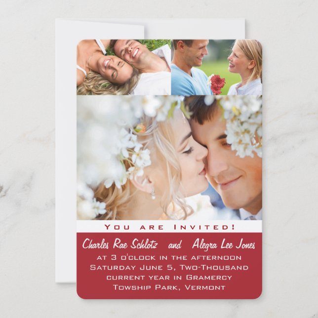 Invitaciones a la boda de fotos de Red Your Photo (Anverso)