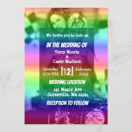Invitaciones a la boda de fotos del arcoiris del O