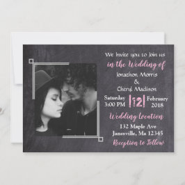 Invitaciones a la boda de fotos en negro y rosado