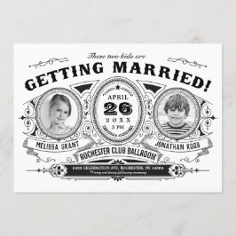 Invitaciones a la boda de fotos para niños| Retro 