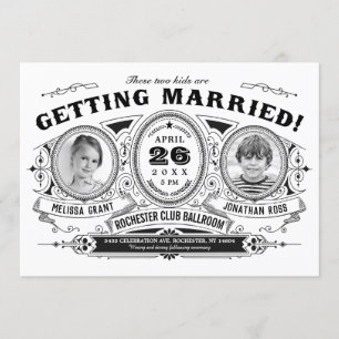 Invitaciones a la boda de fotos para niños Retro