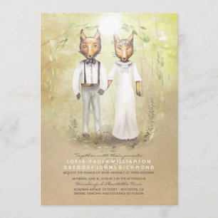 Invitaciones a la boda de Fox Love Rustic Woodland