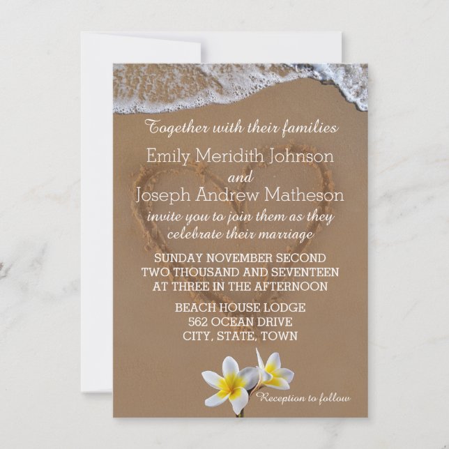 Invitaciones a la boda de Frangipani Plumeria Ocea (Anverso)