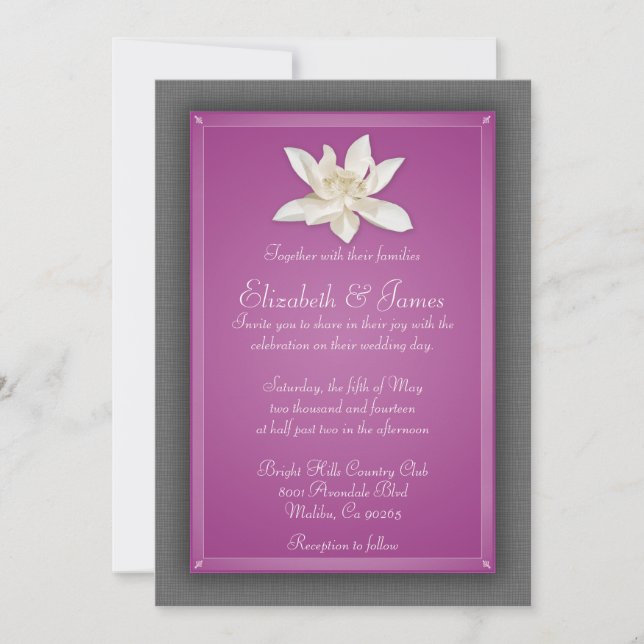 Invitaciones a la boda de Fuchsia (Anverso)