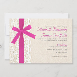 Invitaciones a la boda de Fuchsia Bow & Lace
