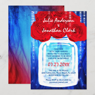Invitaciones a la boda de fuego y hielo   Rojo y a