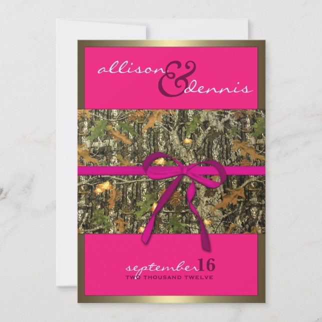 Invitaciones a la boda de Fuschia Lavish Camo (Anverso)