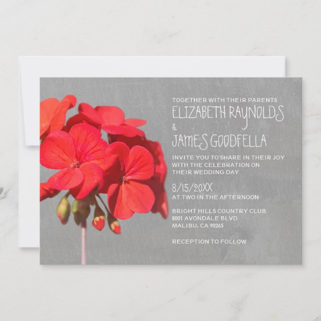 Invitaciones a la boda de Geranium (Anverso)