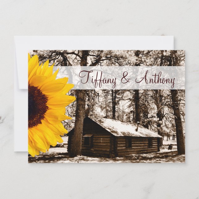 Invitaciones a la boda de girasol en cabina de reg (Anverso)