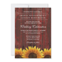 Invitaciones a la boda de girasol rústico de mader