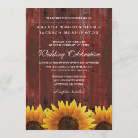 Invitaciones a la boda de girasol rústico de mader