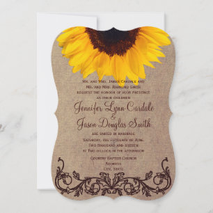 Invitaciones a la boda de girasoles en el campo rú