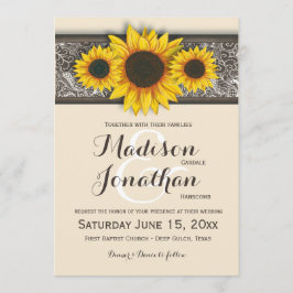 Invitaciones a la boda de girasoles en el país rus