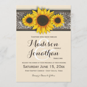 Invitaciones a la boda de girasoles en el país rus