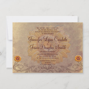 Invitaciones a la boda de girasoles en el país rus