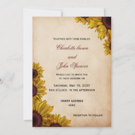 Invitaciones a la boda de girasoles rusos