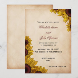 Invitaciones a la boda de girasoles rusos