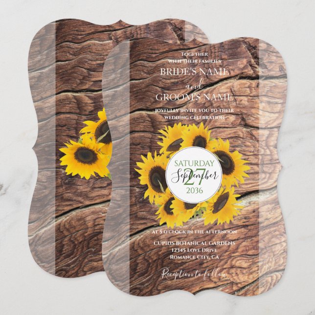 Invitaciones a la boda de girasoles rusos (Anverso / Reverso)