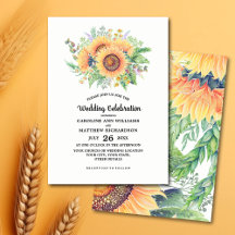 Invitaciones a la boda de girasoles rústicos