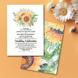 Invitaciones a la boda de girasoles rústicos