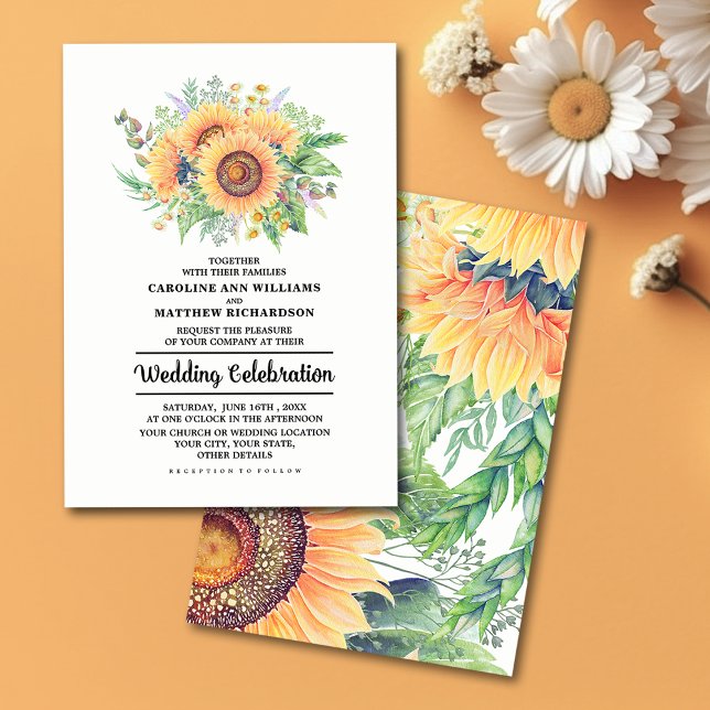 Invitaciones a la boda de girasoles rústicos (Subido por el creador)