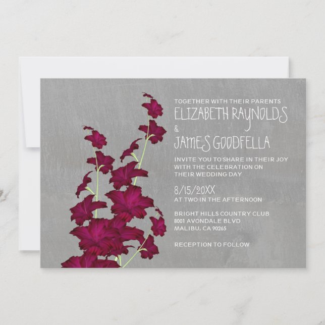 Invitaciones a la boda de Gladiolas (Anverso)