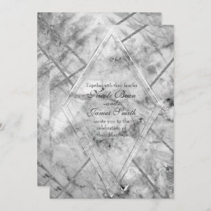 Invitaciones a la boda de Glam Gris y Marble Blanc