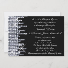 Invitaciones a la boda de glamour negro/plateado P