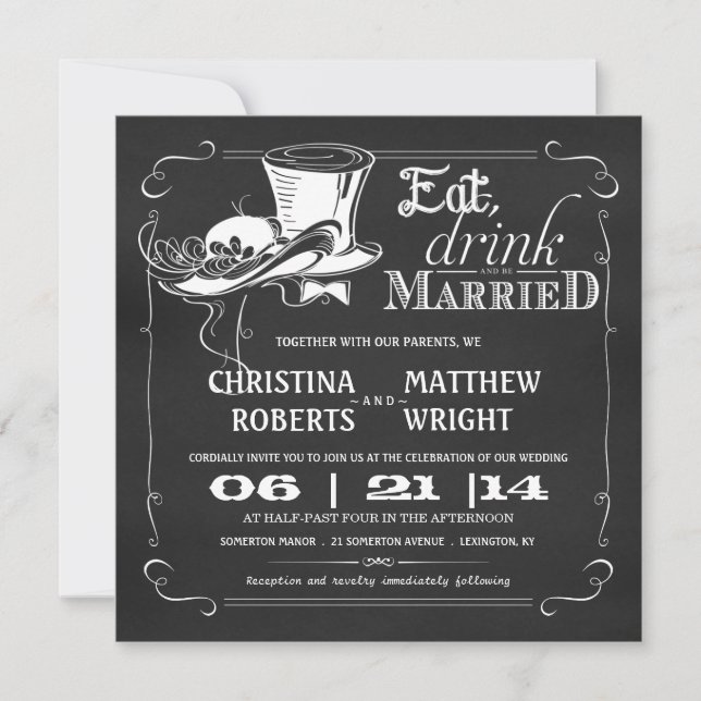 Invitaciones a la boda de Gorras de época (Anverso)