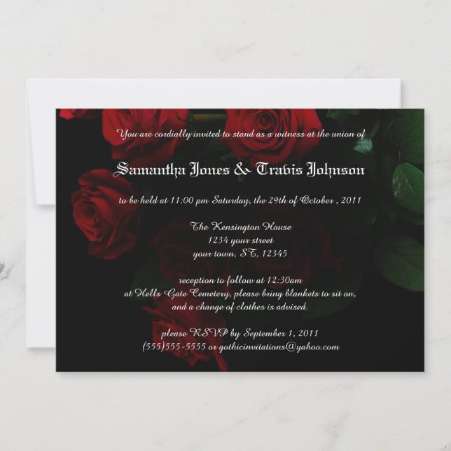 Invitaciones a la boda de Gótico moderno de la Ros (Anverso)