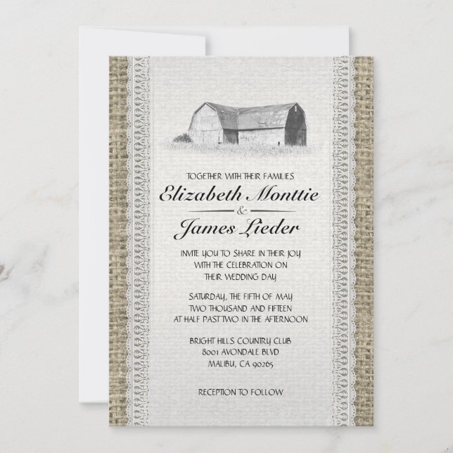 Invitaciones a la boda de granja de cultivo (Anverso)