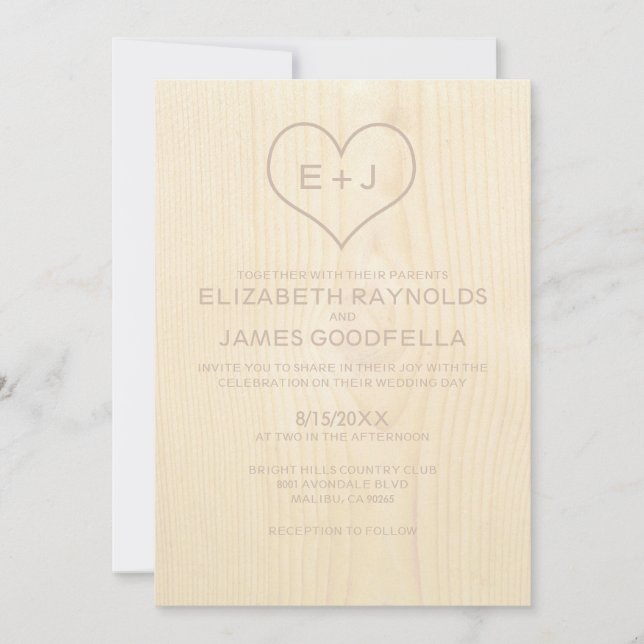Invitaciones a la Boda de Granos de Madera (Anverso)