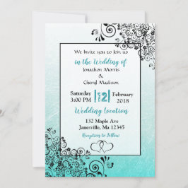 Invitaciones a la boda de guiones Verde azulados y