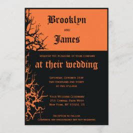 Invitaciones a la boda de Halloween de negros y Na