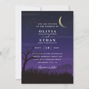 Invitaciones a la boda de Halloween púrpura
