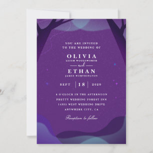 Invitaciones a la boda de Halloween púrpura