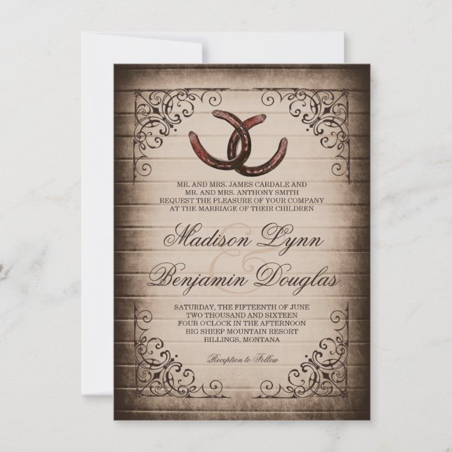 Invitaciones a la boda de herradura en un país rús (Anverso)