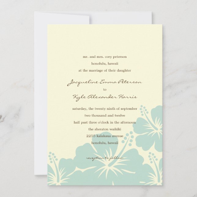 Invitaciones a la boda de Hibiscus (Azul) (Anverso)
